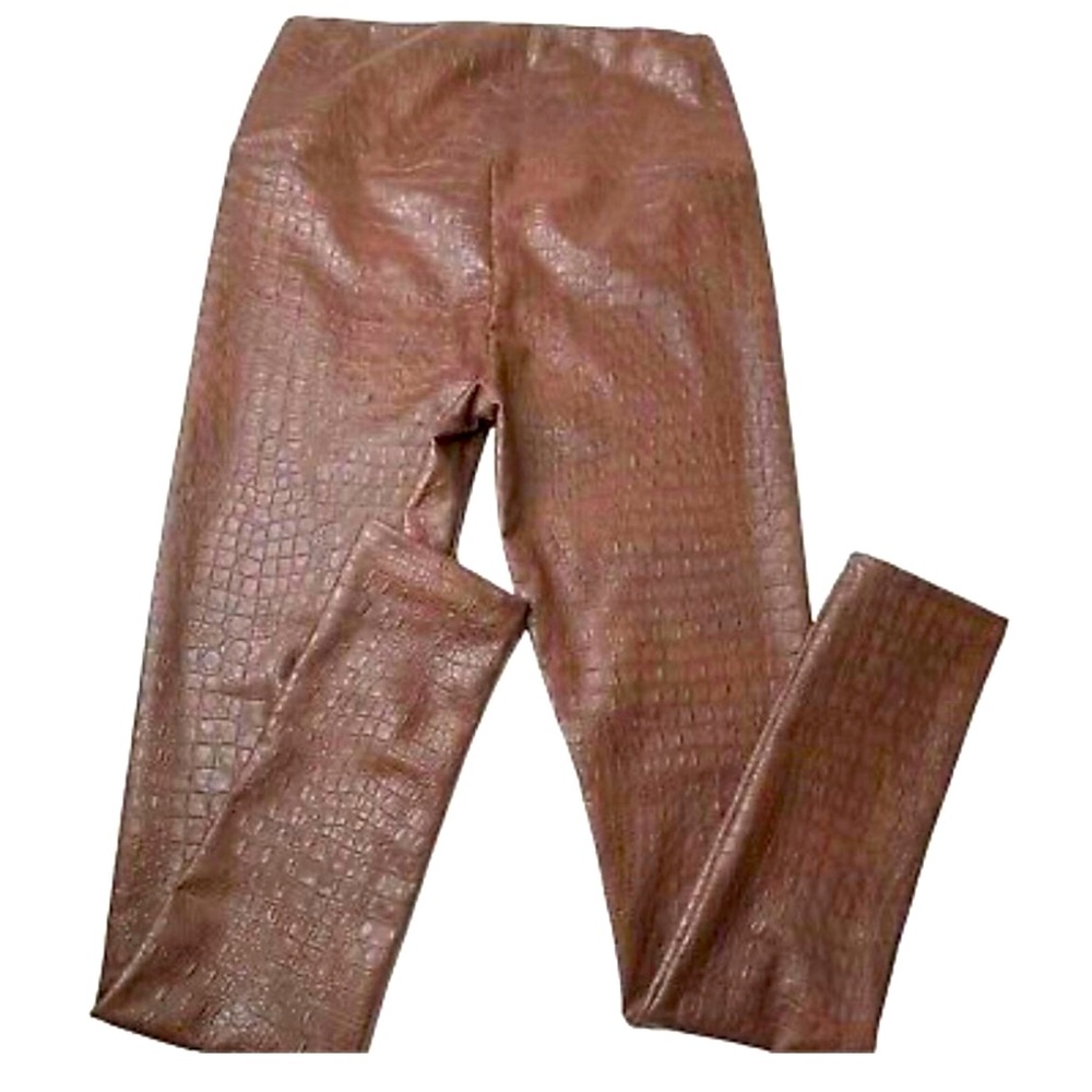 7 For All Mankind Brown Faux Crocodile Leather Leggings -Size Large
